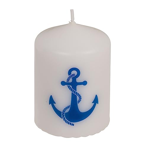 ReWu Stumpenkerze Kerze Echtwachskerze Anker Weiß/Blau Maritim Wohndekoration Geschenkidee Haushaltskerze Spruchkerze 6 x 8 cm ReWu Stumpenkerze Kerze Echtwachskerze Anker Weiß/Blau Maritim Wohndekoration Geschenkidee Haushaltskerze Spruchkerze 6 x 8 cm von ReWu