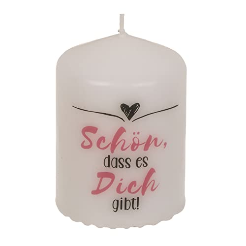 ReWu Stumpenkerze Spruchkerze Echtwachskerze Natürliche Lichtquelle Schön, DASS es Dich gibt 6 x 8 cm, im Geschenkkarton aus Kraftpapier Hochzeit Geburtstag Freundschaft Weihnachten von ReWu