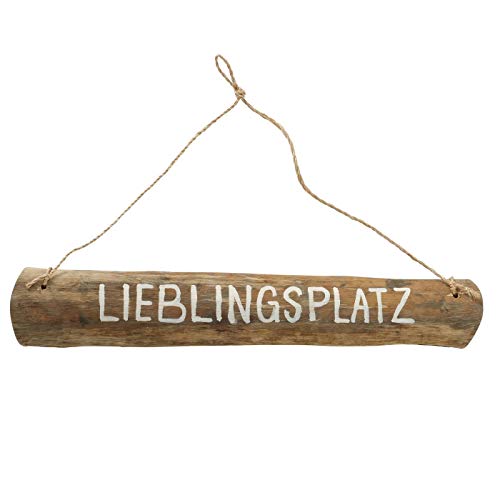 ReWu Treibholz Holzschild mit dem Spruch Lieblingsplatz im Shabby Landhaus Vintage Stil Handmade von ReWu