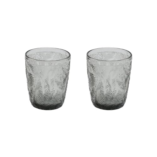ReWu Trinkglas Ray 2er-Set Grau Blatt-Motiv Gerillt Glas Trinbecher Wasserglas Saftglas Trinkglas-Set Trinkgeschirr 300ml ReWu Trinkglas Ray 2er-Set Grau Blatt-Motiv Gerillt Glas Trinbecher Wasserglas Saftglas Trinkglas-Set Trinkgeschirr 300ml von ReWu