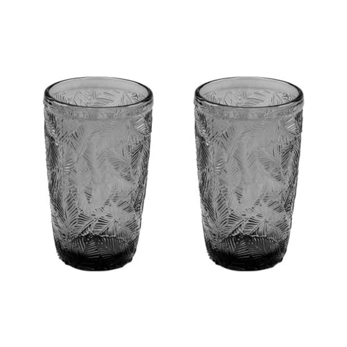ReWu Trinkglas Ray 2er-Set Grau Blatt-Motiv Gerillt Glas Trinbecher Wasserglas Saftglas Trinkglas-Set Trinkgeschirr 380ml ReWu Trinkglas Ray 2er-Set Grau Blatt-Motiv Gerillt Glas Trinbecher Wasserglas Saftglas Trinkglas-Set Trinkgeschirr 380ml von ReWu