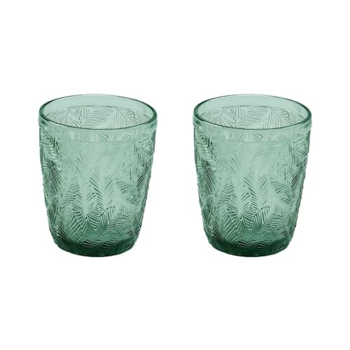 ReWu Trinkglas Ray 2er-Set Grün Blatt-Motiv Gerillt Glas Trinbecher Wasserglas Saftglas Trinkglas-Set Trinkgeschirr 300ml ReWu Trinkglas Ray 2er-Set Grün Blatt-Motiv Gerillt Glas Trinbecher Wasserglas Saftglas Trinkglas-Set Trinkgeschirr 300ml von ReWu