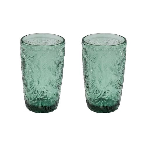 ReWu Trinkglas Ray 2er-Set Grün Blatt-Motiv Gerillt Glas Trinbecher Wasserglas Saftglas Trinkglas-Set Trinkgeschirr 380ml ReWu Trinkglas Ray 2er-Set Grün Blatt-Motiv Gerillt Glas Trinbecher Wasserglas Saftglas Trinkglas-Set Trinkgeschirr 380ml von ReWu