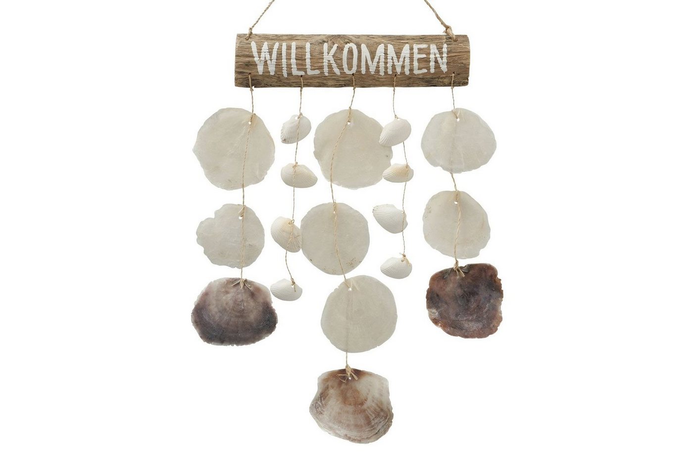 ReWu Wanddekoobjekt Wilkommens-Schild mit Muscheldekoration ca 40 x 32 x 4 cm von ReWu