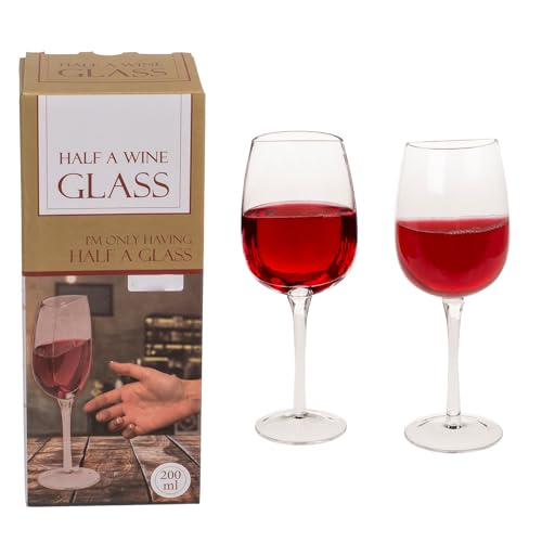 ReWu Weinglas Halbes Weinglas 200ml Scherzartikel Spaßartikel Glas Jungesellenabschied Geschenk Geschenkidee Geschirr Lustig Witzig 21 x 8 cm von ReWu