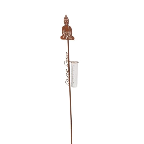 Regenmesser Mit Erdspieß Buddha-Form Carpe Diem Schriftzug Gartenstab Garten Gartendekoration Vintage Outdoor Wetterstation Niederschlagsmesser Braun Rostig Länge: 112cm Regenmesser Mit Erdspieß Buddha-Form Carpe Diem Schriftzug Gartenstab Garten Gartendekoration Vintage Outdoor Wetterstation Niederschlagsmesser Braun Rostig Länge: 112cm von ReWu