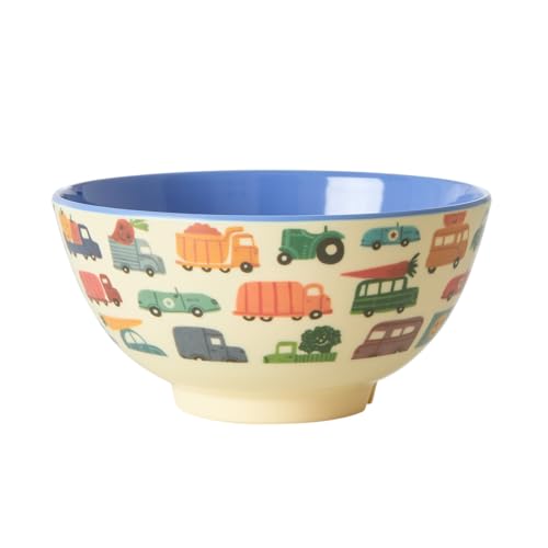 Rice Dessert Schüssel Happy Cars Schale Auto Motiv Geschirr Melamingeschirr Kindergeschirr Kinder Camping BBQ Picknick Bruchsicher BPA-frei Wiederverwendbar Plastikgeschirr 700ml von ReWu