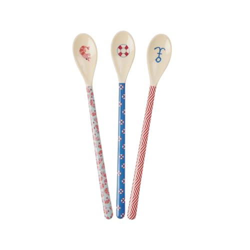 Rice Latte Löffel 3er-Set Rettungsring Krabbe Anker Motiv Geschirr Melamingeschirr Kindergeschirr Kinder Camping BBQ Picknick Bruchsicher BPA-frei Wiederverwendbar Plastikgeschirr von ReWu