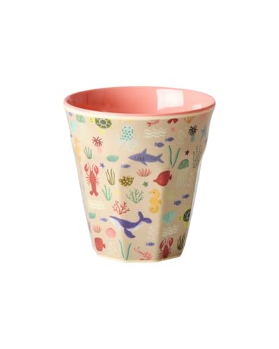 Rice Melamin Becher Klein - Coral Ocean Print - Kinderbecher Campingbecher Campinggeschirr Trinkbecher Melamingeschirr Bruchsicher BPA-frei 160ml von ReWu