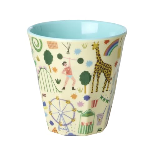 Rice Melamin Becher Medium Mint - Fun Fair Print - Kinderbecher Campingbecher Campinggeschirr Trinkbecher Melamingeschirr Bruchsicher BPA-frei 250ml von ReWu