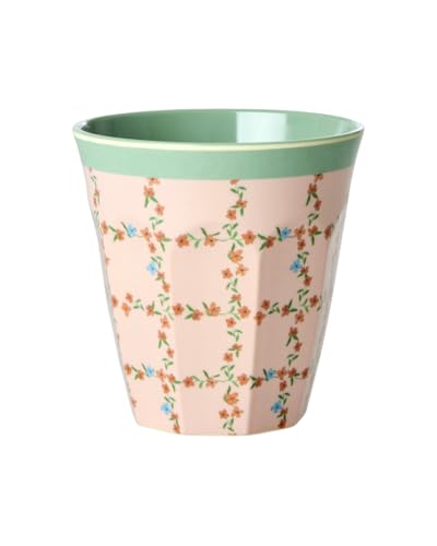 Rice Melamin Becher Medium - Rosa Blüten Print - Kinderbecher Campingbecher Campinggeschirr Trinkbecher Melamingeschirr Bruchsicher BPA-frei 250ml von ReWu