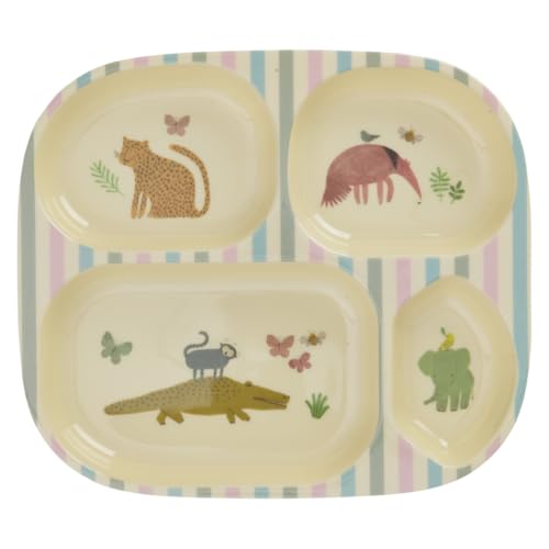 Rice Melamin Kinderteller mit 4er Einteilung - Dschungel Motiv - Babyteller Campinggeschirr Kindergeschirr Kinder Camping Teller Bruchsciher BPA-Frei Rice Melamin Kinderteller mit 4er Einteilung - Dschungel Motiv - Babyteller Campinggeschirr Kindergeschirr Kinder Camping Teller Bruchsciher BPA-Frei von ReWu