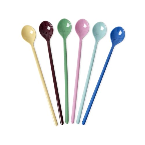 Rice Melamin Latte Löffel 6er-Set - Classic Mix - Bruchsicher Campingeschirr Melamingeschirr Kinderbesteck Dessertlöffel Bruchsicher BPA-frei von ReWu