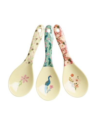 Rice Melamin Salatlöffel 3er-Set - All You Need is Love and - Bruchsicher Campingeschirr Melamingeschirr Kinderbesteck Koch Löffel Bruchsicher BPA-frei von ReWu