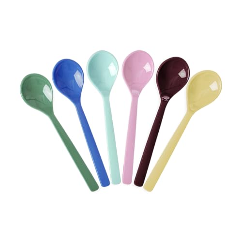 Rice Melamin Teelöffel 6er-Set - Classic Mix - Bruchsicher Campingeschirr Melamingeschirr Kinderbesteck Tee Löffel Bruchsicher BPA-frei von ReWu