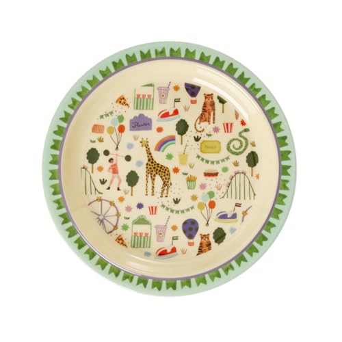 Rice Melamin Teller Mint - Fun Fair Print - Rund Kinderteller Campinggeschirr Kindergeschirr Bruchfest Speiseteller Kinder Camping Ø 22 cm von ReWu