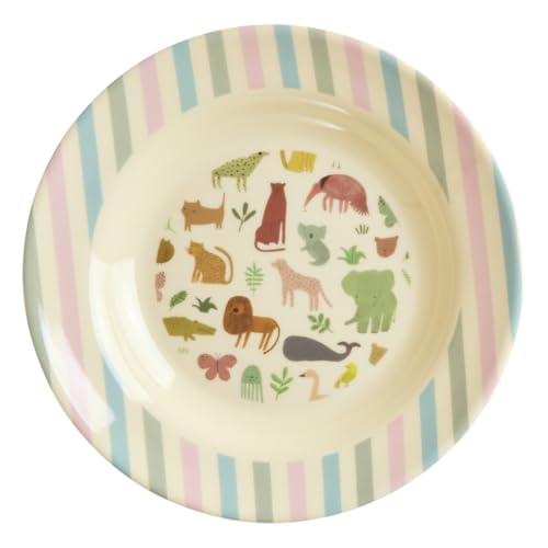 Rice Melamin Tiefer Teller - Dschungel Motiv - Rund Kinderteller Campinggeschirr Kindergeschirr Bruchfest Speiseteller Kinder Camping Bruchsicher BPA-Frei Ø 20 cm von ReWu