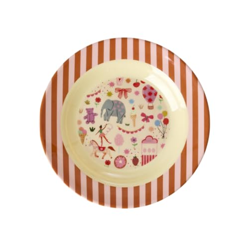 Rice Melamin Tiefer Teller Pink - Fun Fair Print - Rund Kinderteller Campinggeschirr Kindergeschirr Bruchfest Speiseteller Kinder Camping Bruchsicher BPA-Frei Ø 20 cm von ReWu