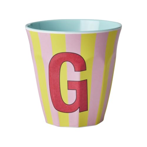 Rice Melmain Becher Medium Jungen - Buchstabe G - Kinderbecher Campingbecher Campnggeschirr Trinkbecher Melamingeschirr Bruchsicher BPA-Frei 250ml von ReWu