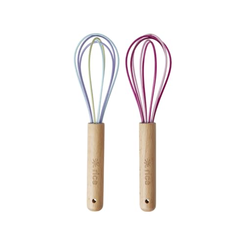 Rice Schneebesen aus Silikon 2er-Set für Kinder Silikon Backen Kochen Silikondrähte Jungen Mädchen Küchenzubehör Rührbesen Spiralschneebesen Länge: 20 cm von ReWu