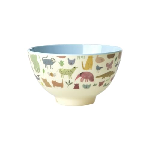 Rice Schüssel Schale Klein - Dschungel Motiv Blau - Geschirr Melamingeschirr Kindergeschirr Kinder Camping BBQ Picknick Bruchsicher BPA-frei Wiederverwendbar 300ml von ReWu