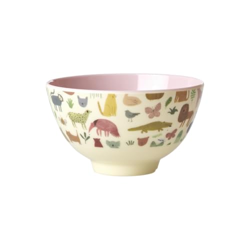 Rice Schüssel Schale Klein - Dschungel Motiv Pink - Geschirr Melamingeschirr Kindergeschirr Kinder Camping BBQ Picknick Bruchsicher BPA-frei Wiederverwendbar 300ml von ReWu