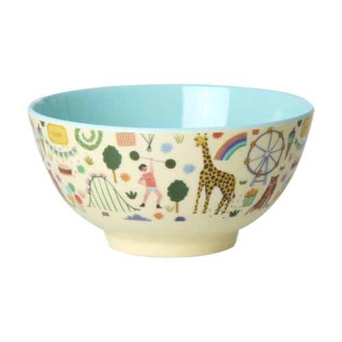 Rice Schüssel Schale Medium - Mint Fun Fair Print - Geschirr Melamingeschirr Kindergeschirr Kinder Camping BBQ Picknick Bruchsicher BPA-frei Wiederverwendbar 700ml von ReWu