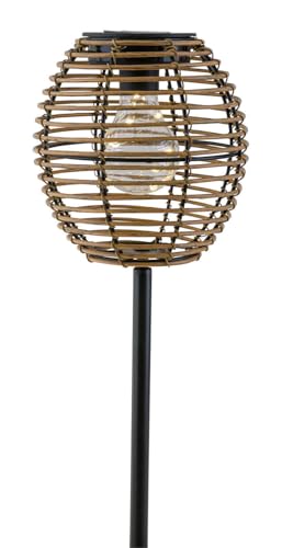 Solarlampe Lampe Rund Outdoor Garten Beleuchtung Naturfarben Bodenspitze Solarlicht Außen Solarleuchte Bodenleuchte Gartenleuchter Wegbeleuchtung 17 x 17 x 49 cm von ReWu