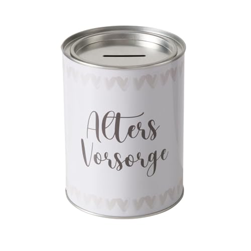 Spardose Sparschwein Schriftzug Altersvorsorge - Deckel abnehmbar - Wiederverwendbar Metall Sparbüchse Geldgeschenk Geschenkidee Geldspardose Metallspardose 10 x 13,4 cm von ReWu