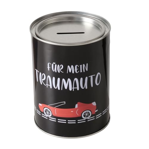 Spardose Sparschwein Schriftzug Für Mein Traumauto - Deckel abnehmbar - Wiederverwendbar Metall Sparbüchse Geldgeschenk Geschenkidee Geldspardose Metallspardose 10 x 13,4 cm von ReWu