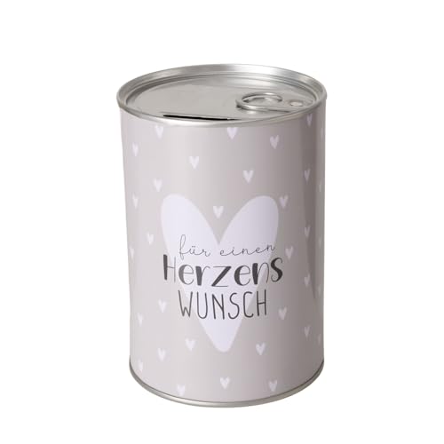 Spardose Sparschwein Schriftzug - Für einen Herzenswunsch - Metall Sparbüchse Geldgeschenk Geschenkidee Geldspardose Metallspardose 8,5 x 12,5 cm von ReWu