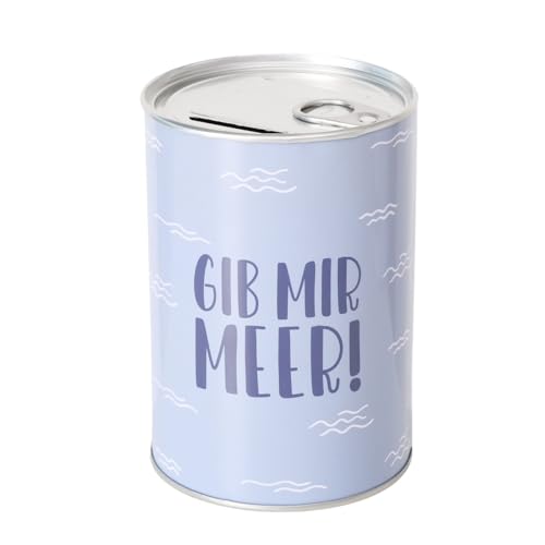 Spardose Sparschwein Schriftzug - Gib Mir Meer! - Metall Sparbüchse Geldgeschenk Geschenkidee Geldspardose Metallspardose 8,5 x 12,3 cm von ReWu