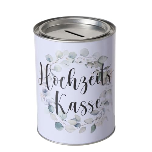 Spardose Sparschwein Schriftzug Hochzeitskasse - Deckel abnehmbar - Wiederverwendbar Metall Sparbüchse Geldgeschenk Geschenkidee Geldspardose Metallspardose 14 x 10 cm von ReWu