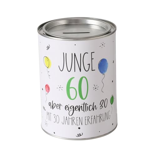 Spardose Sparschwein Schriftzug Junge 60 Aber eigentlich 30, Mit 30 Jahren Erfahrung - Deckel abnehmbar - Metall Sparbüchse Geldgeschenk Geschenkidee Geldspardose Metallspardose 14 x 10 cm Spardose Sparschwein Schriftzug Junge 60 Aber eigentlich 30, Mit 30 Jahren Erfahrung - Deckel abnehmbar - Metall Sparbüchse Geldgeschenk Geschenkidee Geldspardose Metallspardose 14 x 10 cm von ReWu