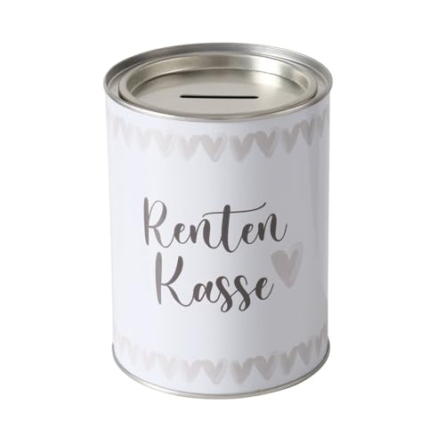 Spardose Sparschwein Schriftzug Rentenkasse - Deckel abnehmbar - Wiederverwendbar Metall Sparbüchse Geldgeschenk Geschenkidee Geldspardose Metallspardose 10 x 13,4 cm von ReWu