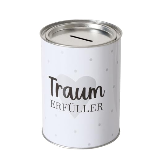 ReWu Spardose Sparschwein Schriftzug Traumerfüller - Deckel abnehmbar - Wiederverwendbar Metall Sparbüchse Geldgeschenk Geschenkidee Geldspardose Metallspardose 14 x 10 cm ReWu Spardose Sparschwein Schriftzug Traumerfüller - Deckel abnehmbar - Wiederverwendbar Metall Sparbüchse Geldgeschenk Geschenkidee Geldspardose Metallspardose 14 x 10 cm von ReWu
