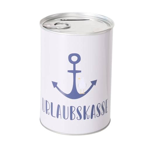 Spardose Sparschwein Schriftzug - Urlaubskasse - Maritim Metall Sparbüchse Geldgeschenk Geschenkidee Geldspardose Metallspardose 8,5 x 12,3 cm von ReWu