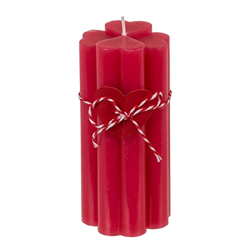 Stumpenkerze Kerze in Herzform Hearts Rot 6x6x13cm Jahrestag Valentinstag Liebe Romantisch Wohndekroation von ReWu