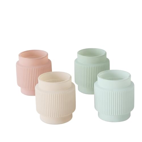 Windlicht Gladys 4er-Set Milchglas Milchig Beige Grün Rosa Teelichthalter Kerzenhalter Glas Tischdekoration Kerzen Dekoration Wohndekoration Kerzenständer Höhe: 8 cm von ReWu