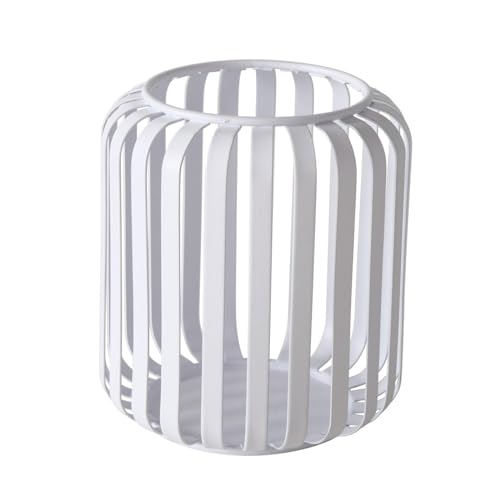 Windlicht Viki Weiß Metall Teelichthalter Kerzenhalter Windlichthalter Kerzen Modern Rund Tischdekoration Wohndekoration Dekoration Kerzenständer 10 x 12 cm von ReWu