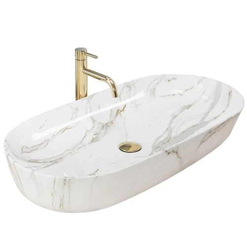 Rea Waschbecken Waschtisch Aufsatzwaschbecken Keramik Handwaschbecken Aufsatz Waschschale Oval 14x40x80 Marmor Rea Waschbecken Waschtisch Aufsatzwaschbecken Keramik Handwaschbecken Aufsatz Waschschale Oval 14x40x80 Marmor von Rea