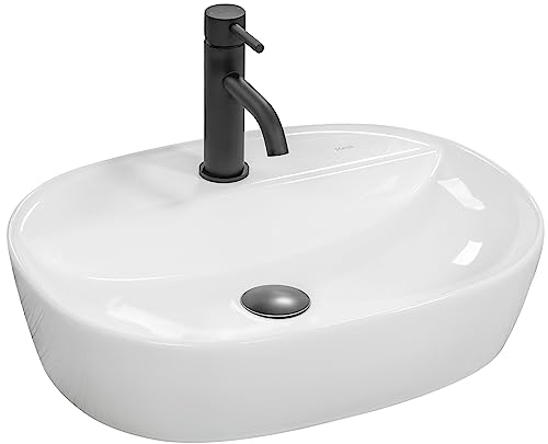Rea Waschbecken Waschtisch Aufsatzwaschbecken Keramik Handwaschbecken Oval Design Aufsatz Waschschale Rein-Weißes 38x50 von Rea