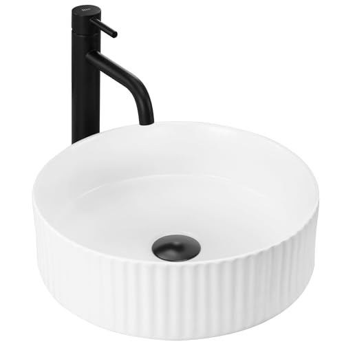 Rea Aufsatzwaschbecken Delia Waschtisch Handwaschbecken Bad Waschschale Waschbecken für Badezimmer 360 x 360 x 110 mm Keramik (Weiß) von Rea