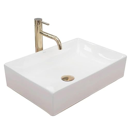 Rea Aufsatzwaschbecken INGA WHITE, Waschtisch Handwaschbecken Spülbecken Waschschale Waschbecken für Badezimmer aus hochwertiger Keramik, 510 x 345 x 120 mm (weiß) von Rea