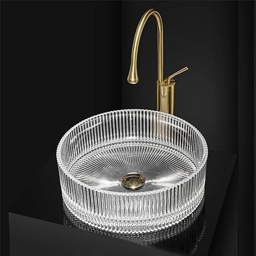 Rea Aufsatzwaschbecken Ingrid Transparent Waschtisch Handwaschbecken Waschschale Waschbecken für Badezimmer aus Glas 400 x 400 x 130 mm (transparent) von Rea
