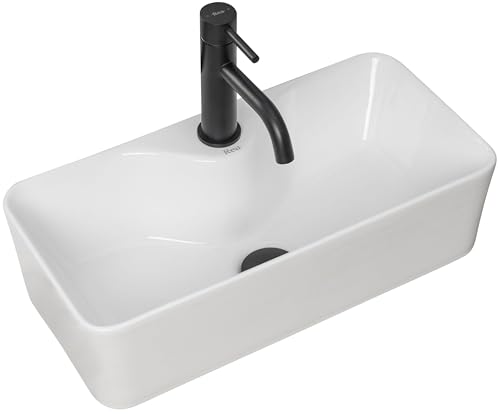Rea Aufsatzwaschbecken Mery Waschtisch Handwaschbecken Waschschale Waschbecken für Badezimmer aus hochwertiger Keramik (Weiß) von Rea
