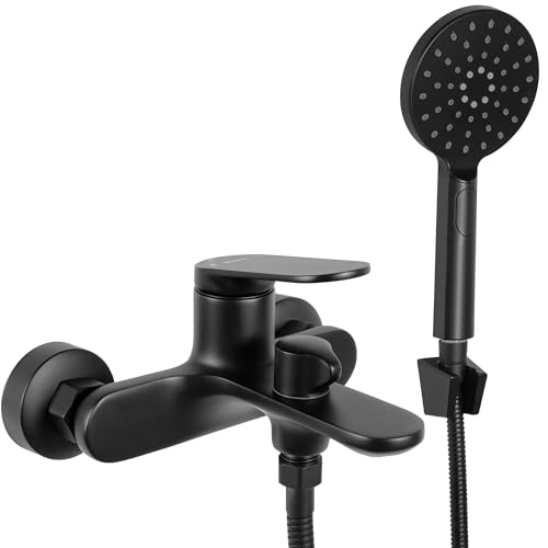 Rea Badewannenarmatur mit Handbrause Marco Black, Komplettset, modern - 19X11,5X11,5CM von Rea