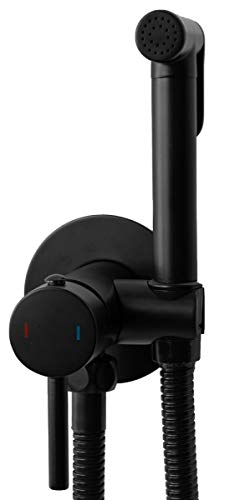 Rea Bidet Handbrause LUNGO LOOP BLACK Bidet Armaturen aus Messing für Toilette Bad WC Duschkopf Sprühkopf Badezimmer-Hygiene (Schwarz) von Rea