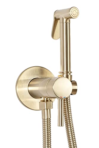 Rea Bidet Handbrause LUNGO LOOP GOLD BRUSH Bidet Armaturen aus Messing für Toilette Bad WC Duschkopf Sprühkopf Badezimmer-Hygiene (Gebürstetes Gold) von Rea