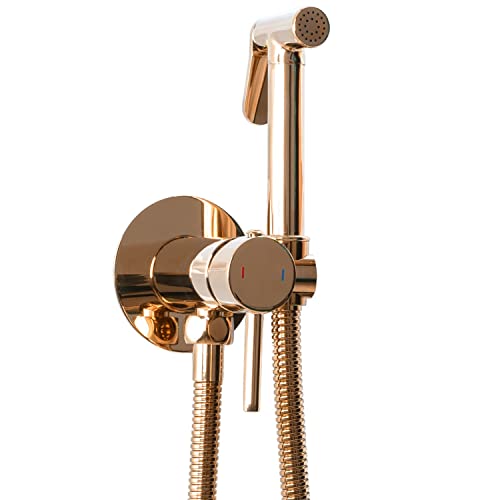 Rea Bidet Handbrause LUNGO LOOP ROSE GOLD Bidet Armaturen aus Messing für Toilette Bad WC Duschkopf Sprühkopf Badezimmer-Hygiene (Rose Gold) von Rea